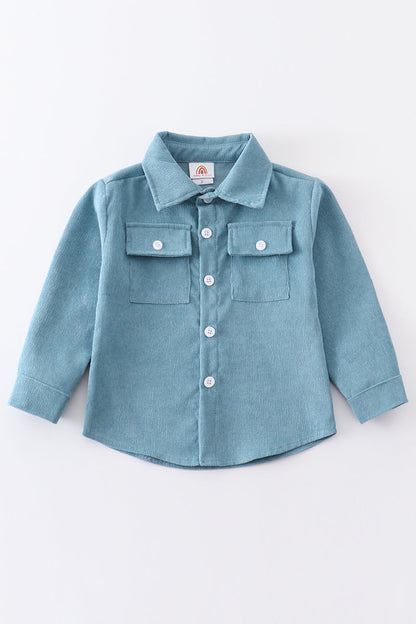 Blue Corduroy Button Down Shirt