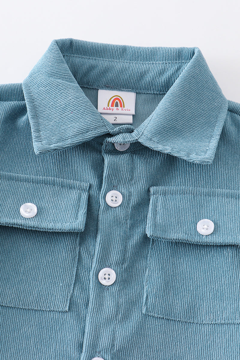 Blue Corduroy Button Down Shirt