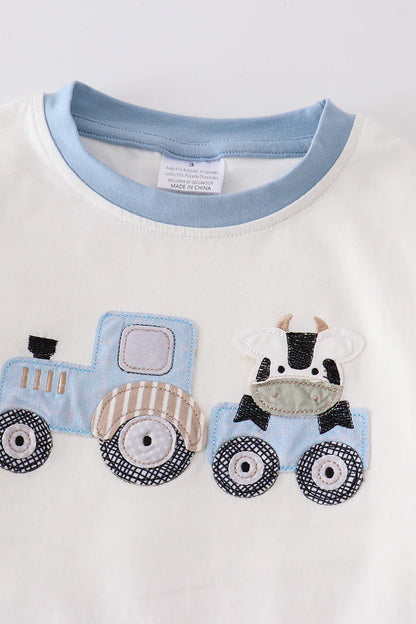 Blue tractor cow 2pc set