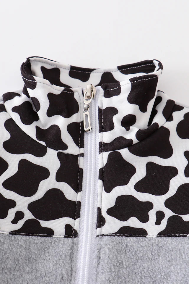 Cow print fleece boy top