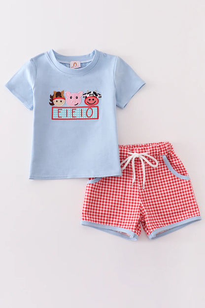 Blue Farm Animal 2 pc short set