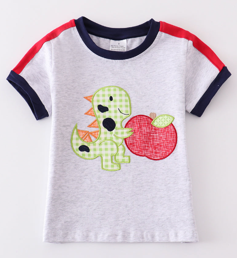 Grey Dino Applique Shirt